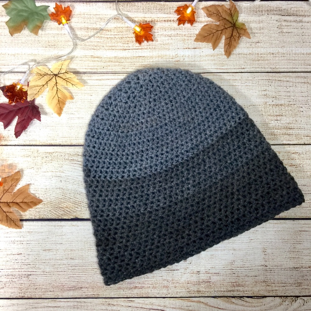 Knot & Kiln Crochet Gray Beanie Hat | Handmade